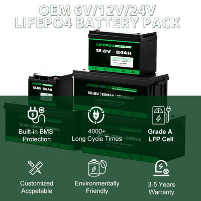 Enerforce 12V 100Ah Lifepo4 аккумуляторная батарея перезаряжаемая для домашней солнечной системы хранения