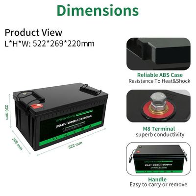 LFP 24v 200ah Lifepo4 Battery Black Для бытовой техники Система хранения солнечной энергии